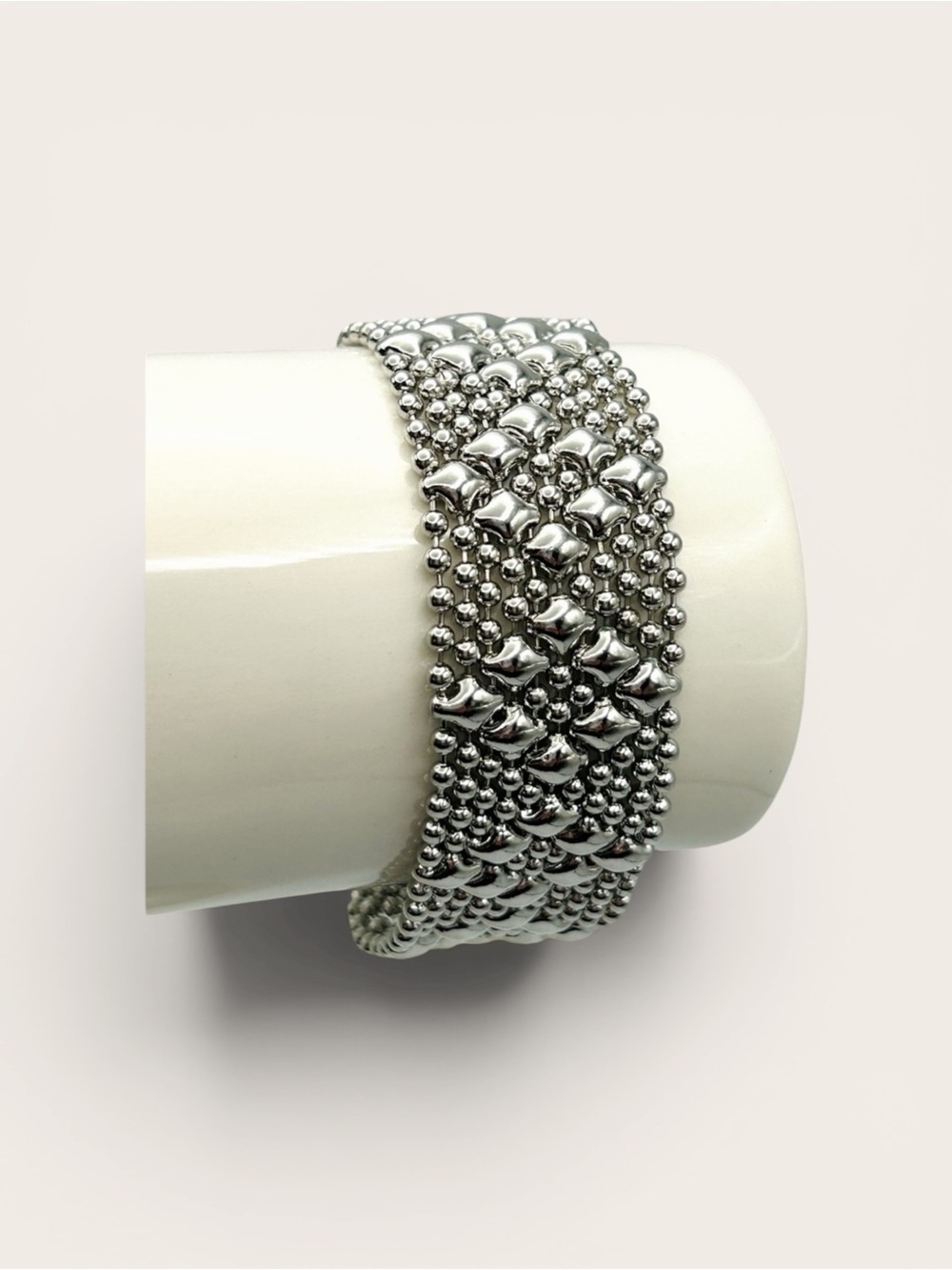 ✨ Sergio Gutierrez Liquid Metal Snap Bracelet | Silver Tone Mesh | 8” LIKE NEW!